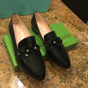 Kate Spade Patent Leather Black Loafers Size 9
